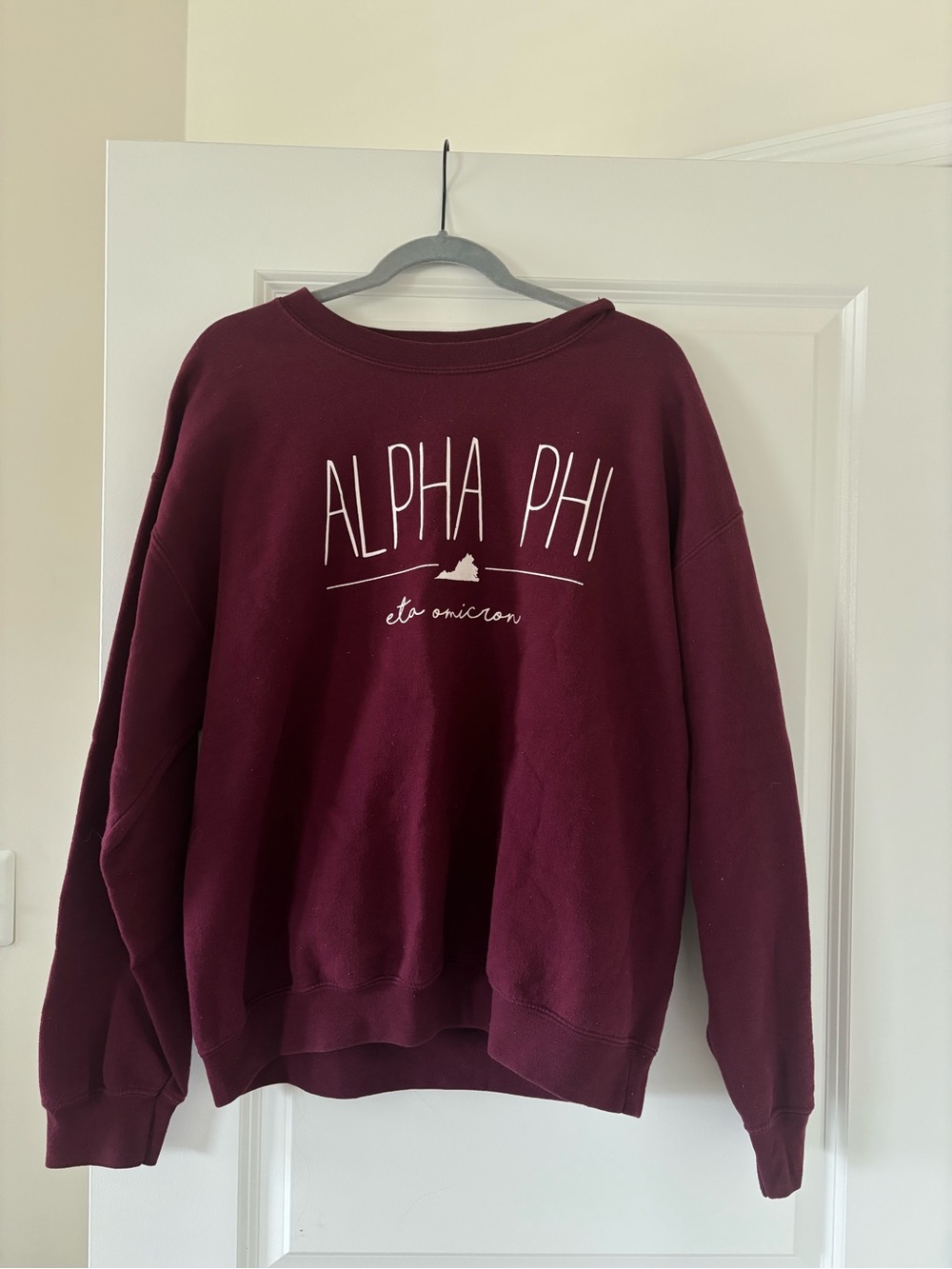 Gildan Maroon Crewneck Sweatshirt with White Print